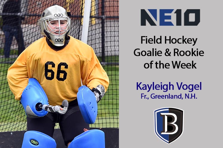 Vogel Doubles as NE10 Goalie and Rookie of the Week