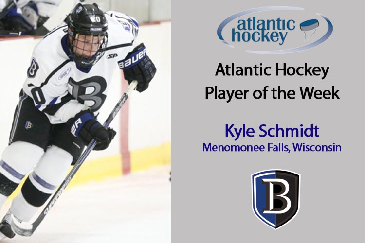 Schmidt Tabbed Atlantic Hockey Player of the Week
