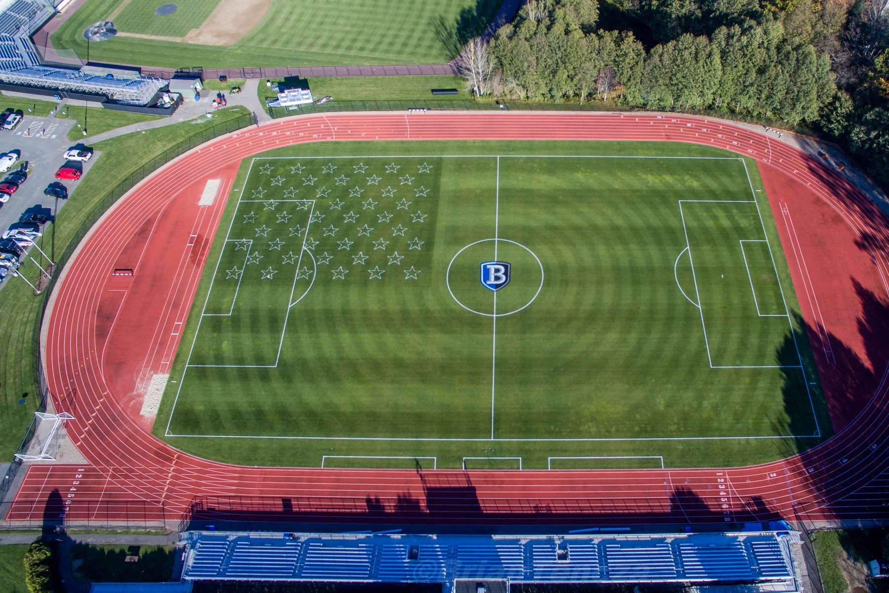 Bentley Soccer Field Given Patriotic Design for Veterans Day