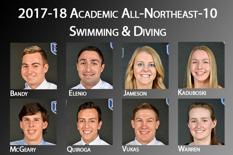 Bentley Represented by 8 Student-Athletes on Academic All-NE10 Swimming and Diving Team