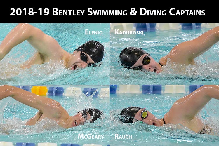 Graphic showing Bentley's 2018-19 swim captains