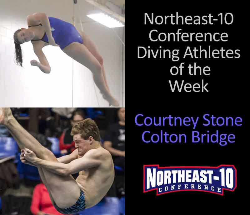 Bridge & Stone Collect NE-10 Diver of the Week Awards; Men’s Relay Team Also Honored