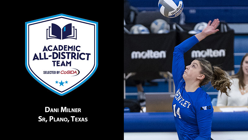 Photo of Dani Milner with Academic All-District logo