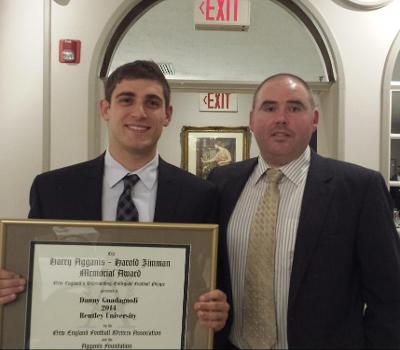 Danny Guadagnoli, shown here with Coach Kavanaugh, recently received the prestigious Harry Agganis Award
