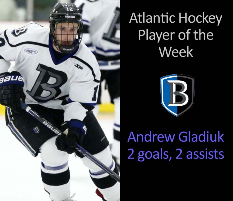Gladiuk Named Atlantic Hockey Player of Week