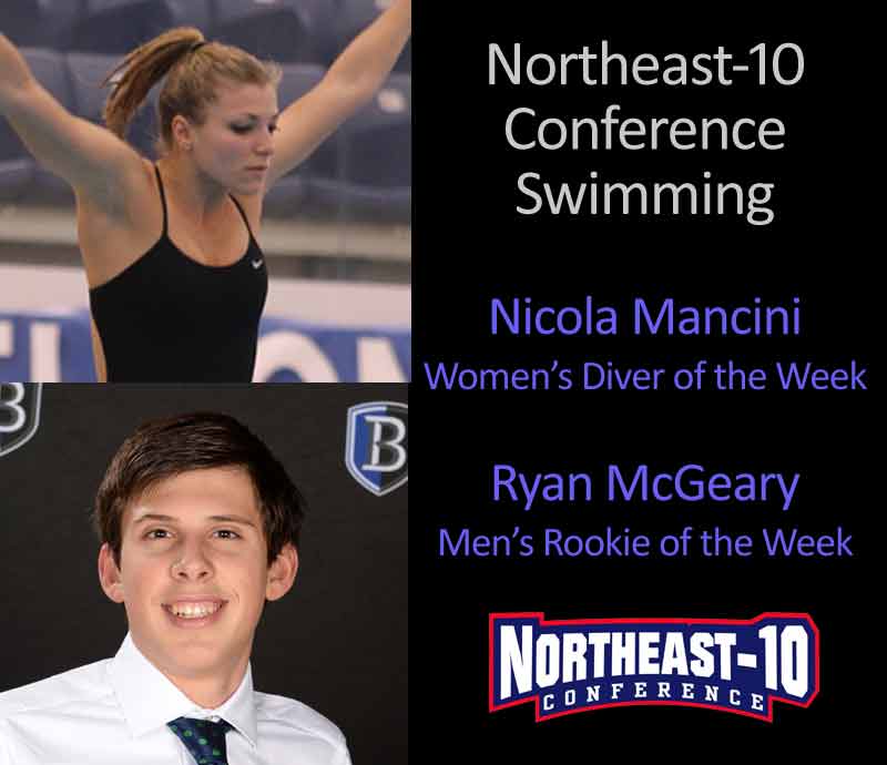 Mancini Claims 18th NE-10 Diver of the Week Award; McGeary Selected as Men’s Rookie