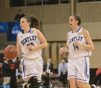 Courtney Finn (l) and Lauren Battista combined for 50 in the Elite Eight win Tuesday