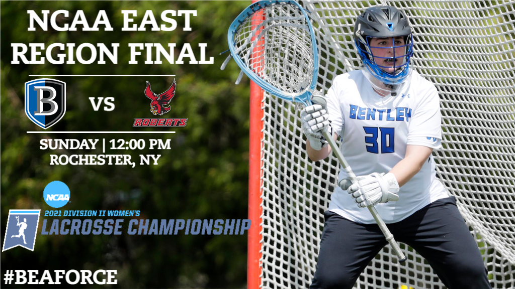 Eliza Bresler and the Bentley Falcons face Roberts Wesleyan in the East Region Finals on Sunday at 12:00 PM.